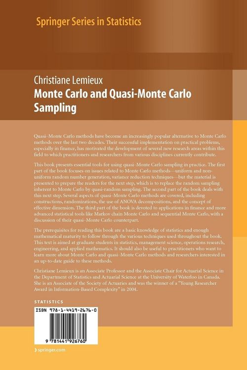 Produktbild: Monte Carlo and Quasi-Monte Carlo Sampling