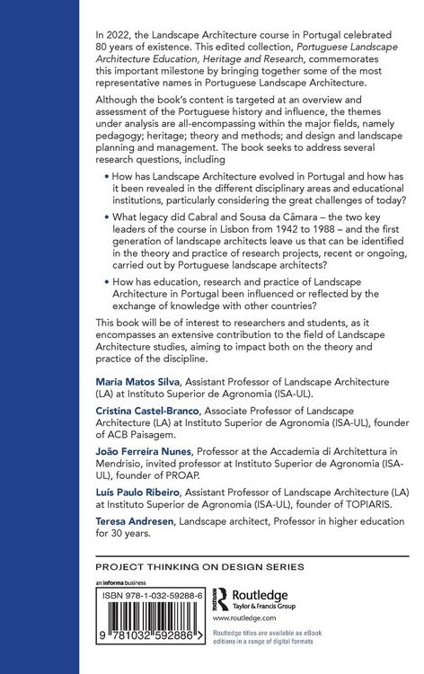Produktbild: Portuguese Landscape Architecture Education, Heritage and Research