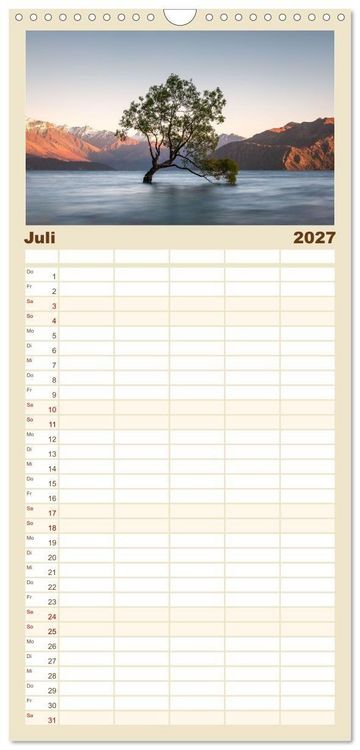 Produktbild: Familienplaner 2027 - Nat&uuml;rlich Neuseeland mit 5 Spalten (Wandkalender, 21 x 45 cm) CALVENDO
