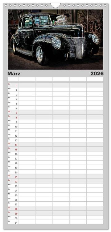 Produktbild: Familienplaner 2026 - Au&szlig;ergew&ouml;hnliche Autos - Hot Rods mit 5 Spalten (Wandkalender, 21 x 45 cm) CALVENDO