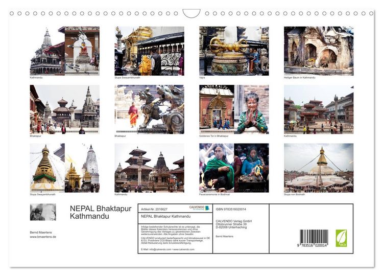 Produktbild: NEPAL Bhaktapur Kathmandu (Wandkalender 2026 DIN A3 quer), CALVENDO Monatskalender
