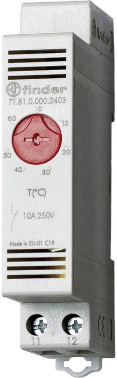 Produktbild: Finder Schaltschrankheizungs-Thermostat 7T.81.0.000.2403 250 V/AC 1 &Ouml;ffner (L x B x H) 88.8 x 17.5 x 47.8 mm 1 St.