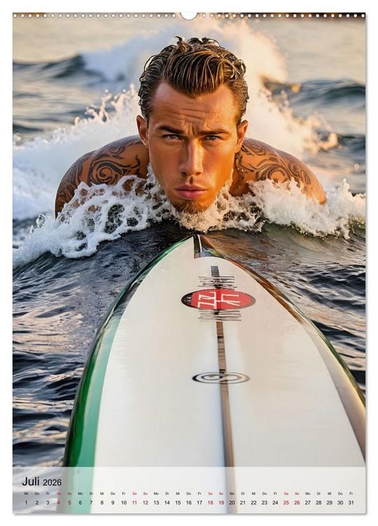 Produktbild: Surferboys - coole Jungs unter hei&szlig;er Sonne (hochwertiger Premium Wandkalender 2026 DIN A2 hoch), Kunstdruck in Hochglanz