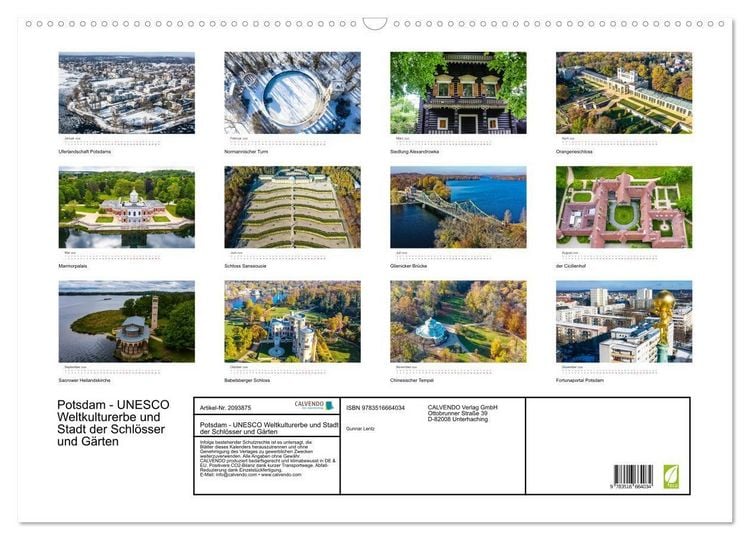 Produktbild: Potsdam - UNESCO Weltkulturerbe und Stadt der Schl&ouml;sser und G&auml;rten (Wandkalender 2026 DIN A2 quer), CALVENDO Monatskalender