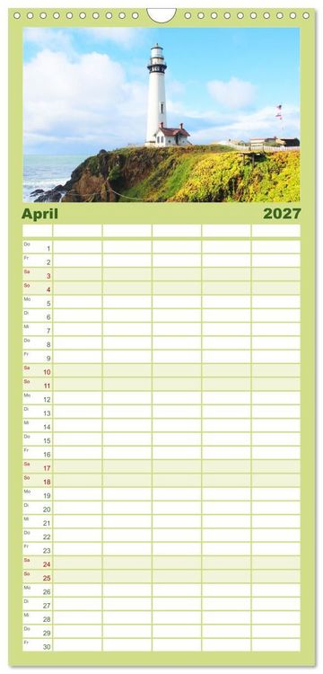 Produktbild: Familienplaner 2027 - Leuchtt&uuml;rme - Wegweisend durch das Jahr mit 5 Spalten (Wandkalender, 21 x 45 cm) CALVENDO