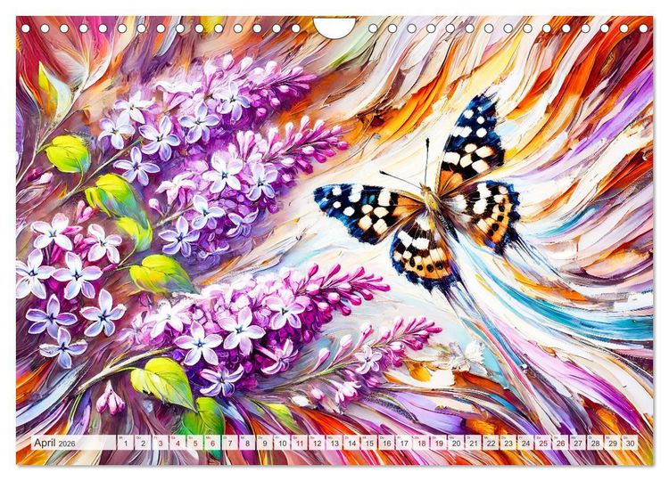 Produktbild: Schmetterlinge und ihre Blumenfreunde in lebhaften Farben (Wandkalender 2026 DIN A4 quer), CALVENDO Monatskalender
