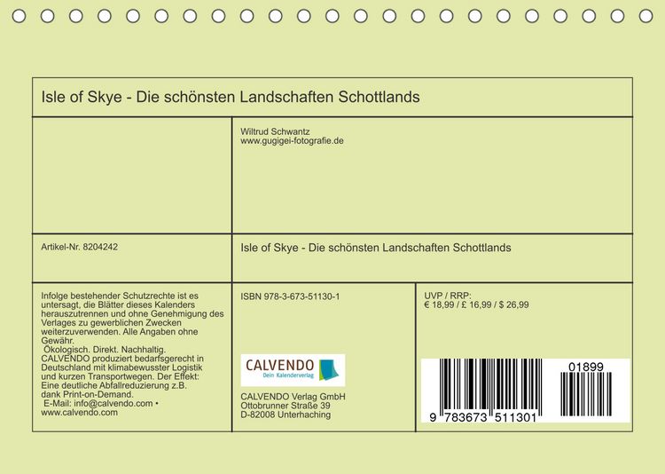 Produktbild: Isle of Skye - Die sch&ouml;nsten Landschaften Schottlands (Tischkalender 2022 DIN A5 quer)