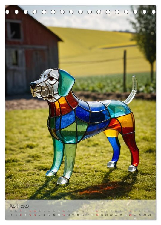 Produktbild: Tiere aus Glas - Hunde (Tischkalender 2026 DIN A5 hoch), CALVENDO Monatskalender