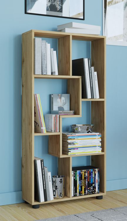 Produktbild: Holz Stand Regal Raumteiler B&uuml;cherregal Blina