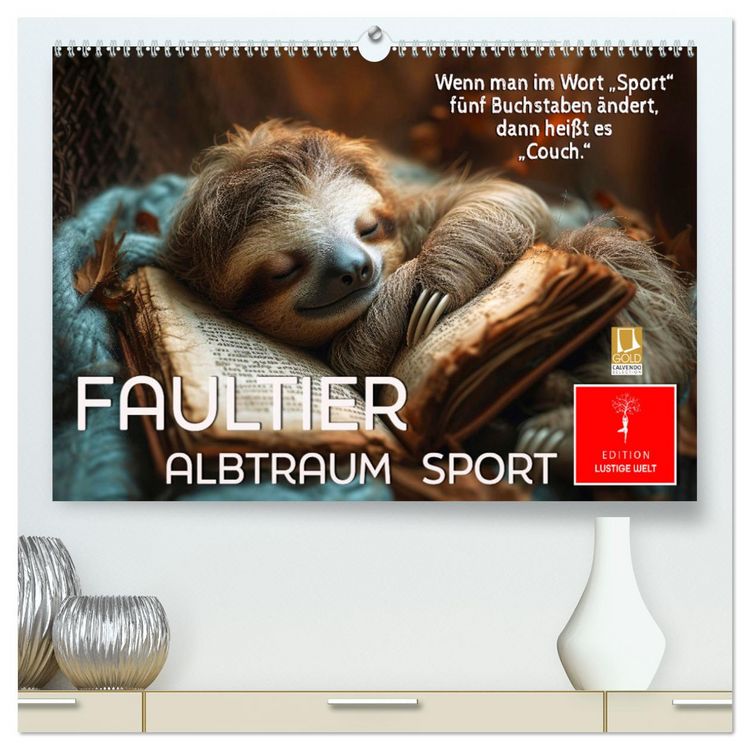 Produktbild: Faultier - Albtraum Sport (hochwertiger Premium Wandkalender 2026 DIN A2 quer), Kunstdruck in Hochglanz