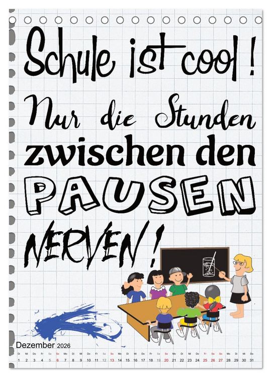 Produktbild: Sch&uuml;ler-Spr&uuml;che (Tischkalender 2026 DIN A5 hoch), CALVENDO Monatskalender