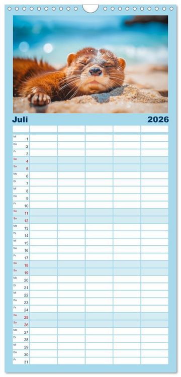 Produktbild: Familienplaner 2026 - Kleine freche Nerze mit 5 Spalten (Wandkalender, 21 x 45 cm) CALVENDO