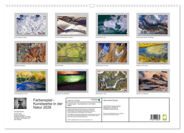 Produktbild: Farbenspiel - Kunstwerke in der Natur 2026 (Wandkalender 2026 DIN A2 quer), CALVENDO Monatskalender