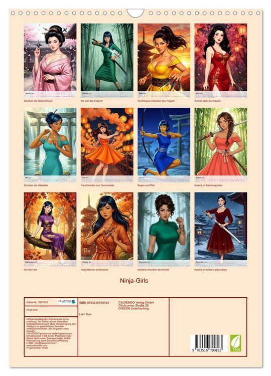 Produktbild: Ninja-Girls (Wandkalender 2027 DIN A3 hoch), CALVENDO Monatskalender