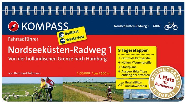 Produktbild: KOMPASS Fahrradf&uuml;hrer Nordseek&uuml;sten-Radweg 1 - Von der holl&auml;ndischen Grenze nach Hamburg