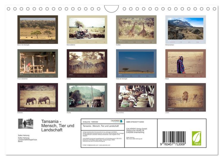 Produktbild: Tansania - Mensch, Tier und Landschaft (Wandkalender 2026 DIN A4 quer), CALVENDO Monatskalender