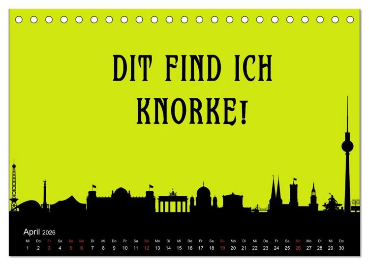 Produktbild: Berliner Mundart (Tischkalender 2026 DIN A5 quer), CALVENDO Monatskalender