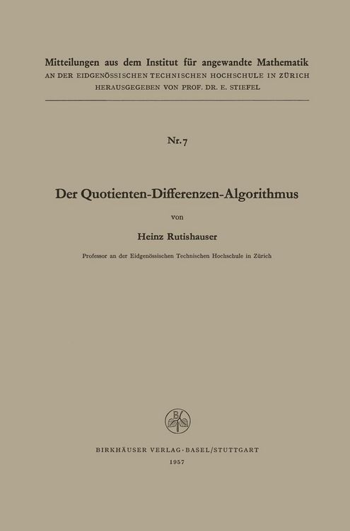 Produktbild: Der Quotienten-Differenzen-Algorithmus