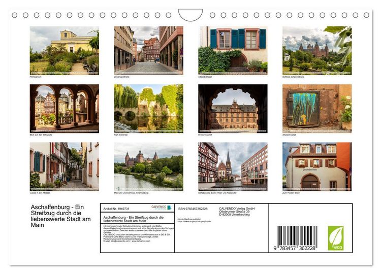 Produktbild: Aschaffenburg - Ein Streifzug durch die liebenswerte Stadt am Main (Wandkalender 2026 DIN A4 quer), CALVENDO Monatskalender