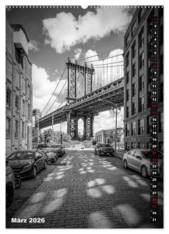 Produktbild: NEW YORK CITY Monochrome Stadtansichten (Wandkalender 2026 DIN A2 hoch), CALVENDO Monatskalender
