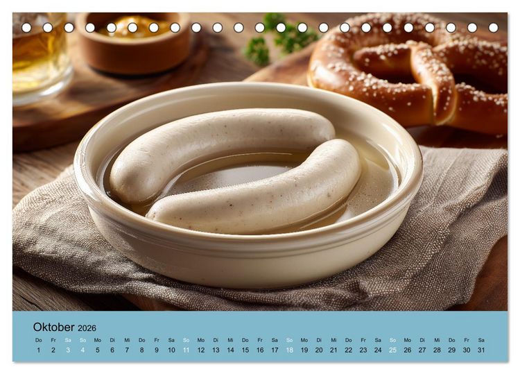 Produktbild: Bayrische Wei&szlig;wurst - Traditioneller K&uuml;chenkalender f&uuml;r Genie&szlig;er (Tischkalender 2026 DIN A5 quer), CALVENDO Monatskalender