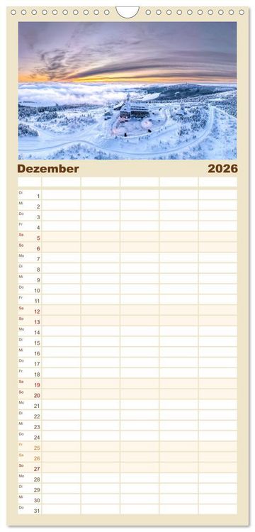 Produktbild: Familienplaner 2026 - Unser Erzgebirge von oben mit 5 Spalten (Wandkalender, 21 x 45 cm) CALVENDO