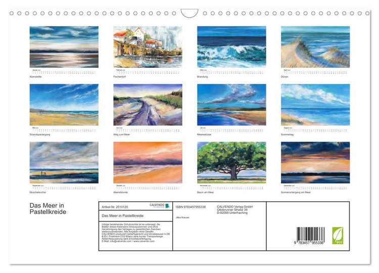 Produktbild: Das Meer in Pastellkreide (Wandkalender 2026 DIN A3 quer), CALVENDO Monatskalender