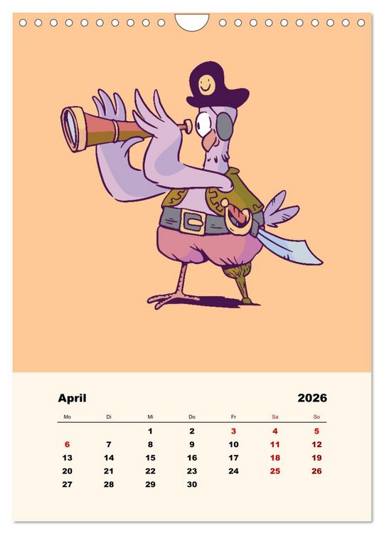 Produktbild: Tierische Piraten (Wandkalender 2026 DIN A4 hoch), CALVENDO Monatskalender