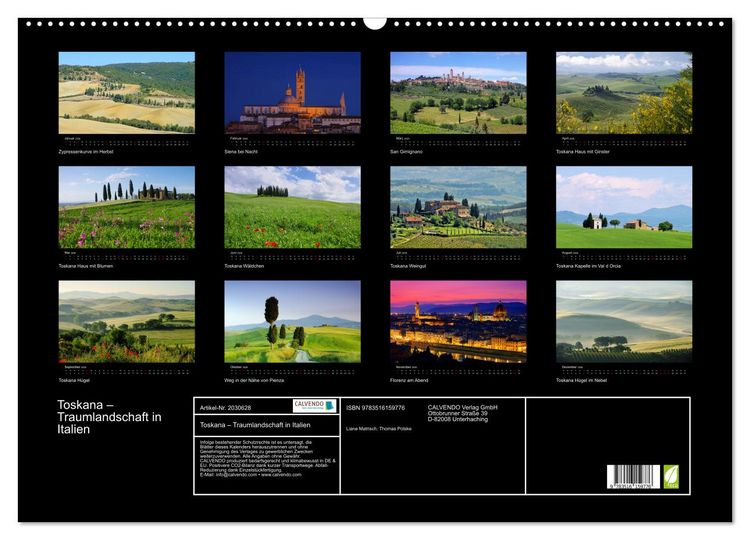 Produktbild: Toskana &ndash; Traumlandschaft in Italien (Wandkalender 2026 DIN A2 quer), CALVENDO Monatskalender