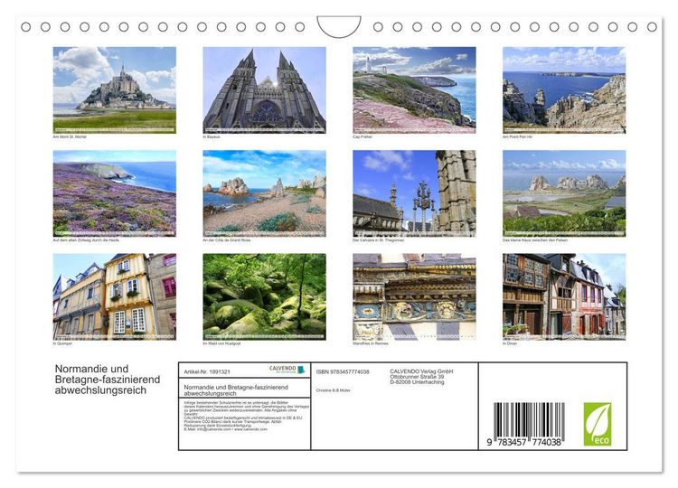 Produktbild: Normandie und Bretagne-faszinierend abwechslungsreich (Wandkalender 2026 DIN A4 quer), CALVENDO Monatskalender