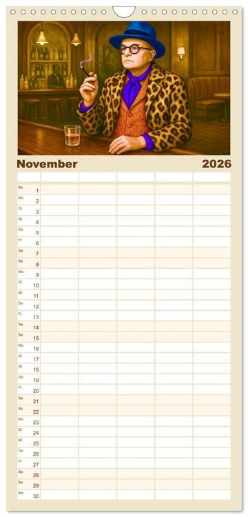 Produktbild: Familienplaner 2026 - Truman Capote mit 5 Spalten (Wandkalender, 21 x 45 cm) CALVENDO