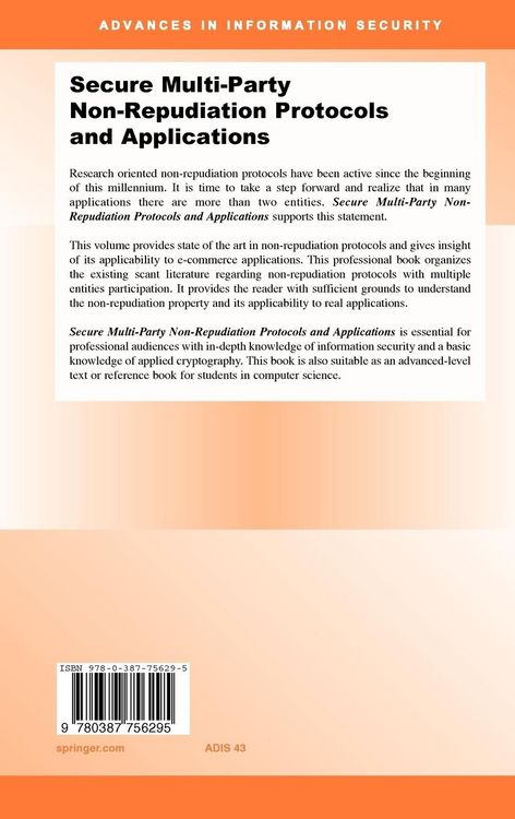 Produktbild: Secure Multi-Party Non-Repudiation Protocols and Applications