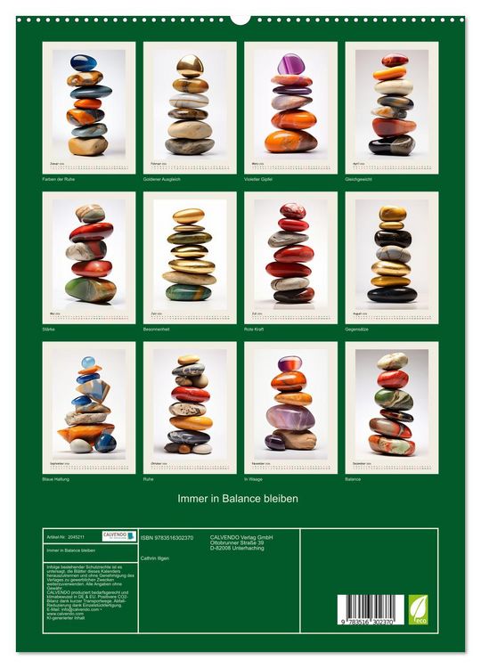 Produktbild: Immer in Balance bleiben (hochwertiger Premium Wandkalender 2026 DIN A2 hoch), Kunstdruck in Hochglanz