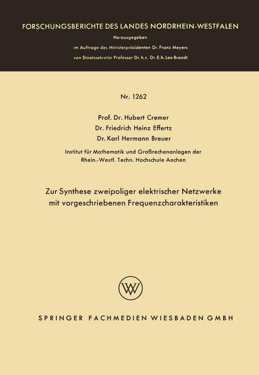 Produktbild: Zur Synthese zweipoliger elektrischer Netzwerke mit vorgeschriebenen Frequenzcharakteristiken