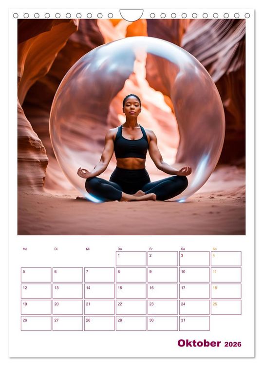 Produktbild: Yoga-Globetrotter: KI-Reisen in Seifenblasen. Ein Jahr der Harmonie an den sch&ouml;nsten Orten der Welt (Wandkalender 2026 DIN A4 hoch), CALVENDO Monatskalender