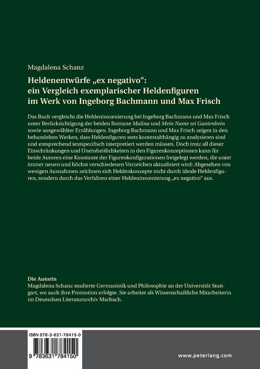 Produktbild: Heldenentw&uuml;rfe &laquo;ex negativo&raquo;: ein Vergleich exemplarischer Heldenfiguren im Werk von Ingeborg Bachmann und Max Frisch