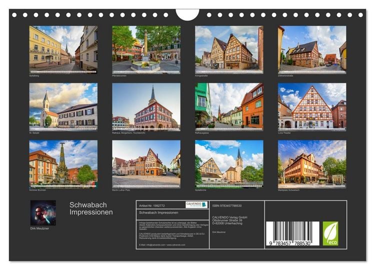 Produktbild: Schwabach Impressionen (Wandkalender 2026 DIN A4 quer), CALVENDO Monatskalender