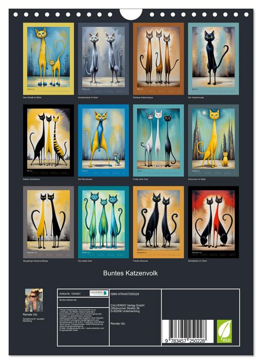 Produktbild: Buntes Katzenvolk (Wandkalender 2026 DIN A4 hoch), CALVENDO Monatskalender