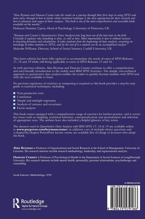 Produktbild: Quantitative Data Analysis with IBM SPSS 17, 18 & 19