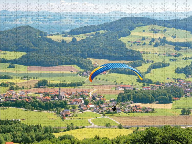 Produktbild: CALVENDO Puzzle Paragliding bei sch&ouml;nstem Sonnenschein im Rupertiwinkel. | 1000 Teile Lege-Gr&ouml;&szlig;e 64x48cm Foto-Puzzle f&uuml;r gl&uuml;ckliche Stunden