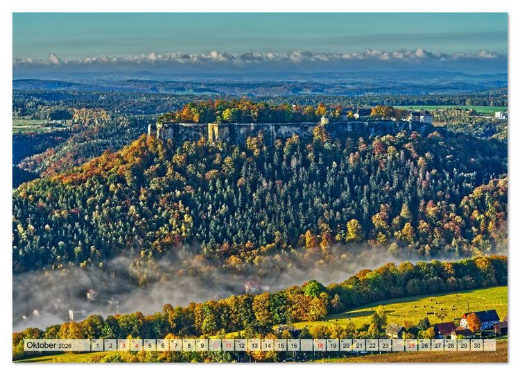 Produktbild: Die Festung K&ouml;nigstein im Licht der vier Jahreszeiten (Wandkalender 2026 DIN A3 quer), CALVENDO Monatskalender