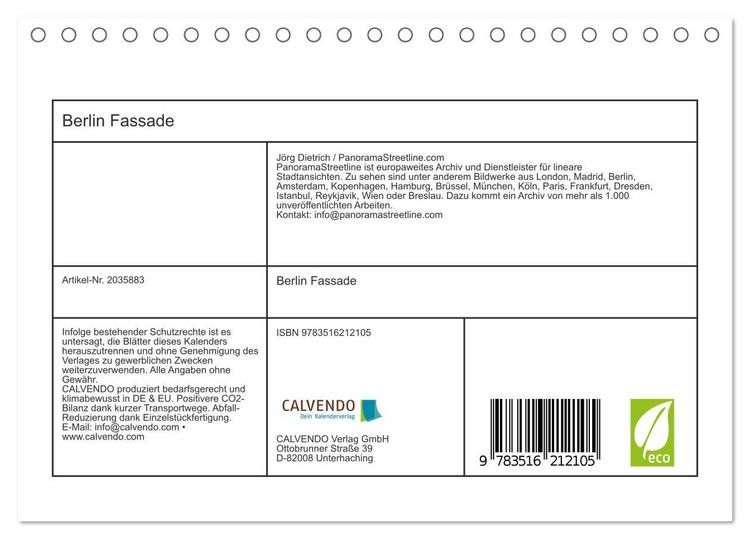 Produktbild: Berlin Fassade (Tischkalender 2026 DIN A5 quer), CALVENDO Monatskalender