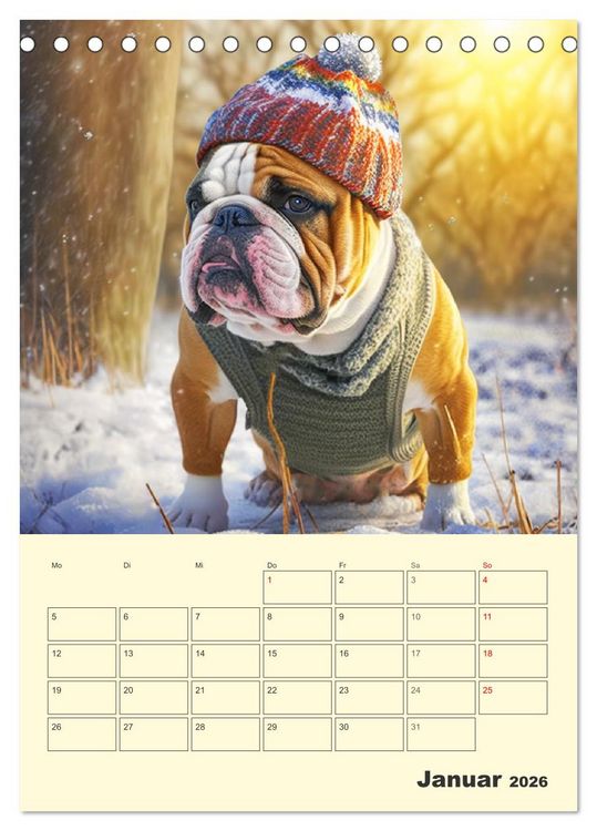 Produktbild: English Bulldogs. Fr&ouml;hliche Dickk&ouml;pfe mit Charakter (Tischkalender 2026 DIN A5 hoch), CALVENDO Monatskalender