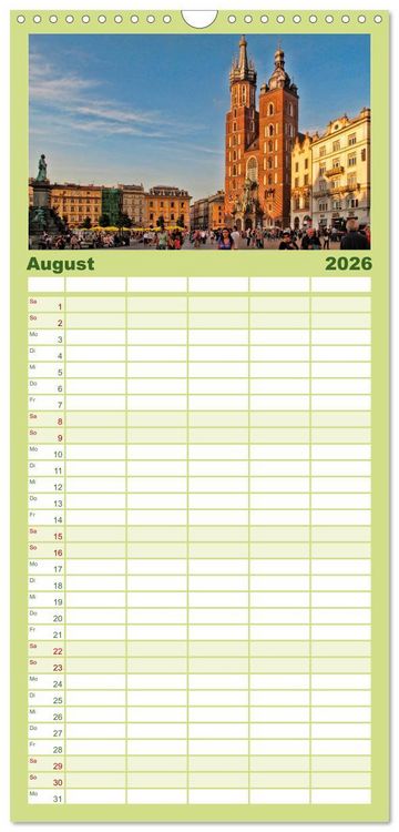 Produktbild: Familienplaner 2026 - Krakau - das polnische Florenz mit 5 Spalten (Wandkalender, 21 x 45 cm) CALVENDO