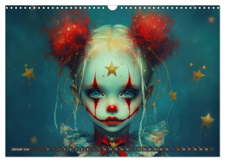 Produktbild: Clowniversum - Wo die Masken Geschichten erz&auml;hlen (Wandkalender 2026 DIN A3 quer), CALVENDO Monatskalender