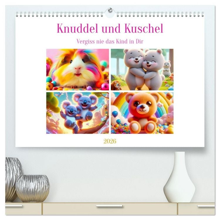Produktbild: Knuddel und Kuschel (hochwertiger Premium Wandkalender 2026 DIN A2 quer), Kunstdruck in Hochglanz