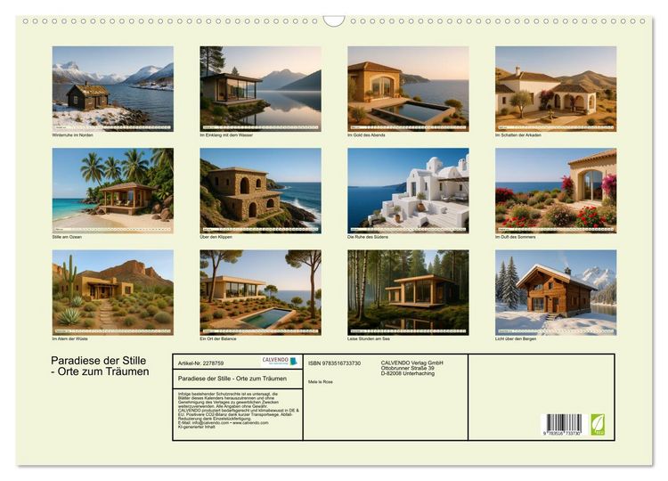 Produktbild: Paradiese der Stille - Orte zum Tr&auml;umen (Wandkalender 2026 DIN A2 quer), CALVENDO Monatskalender