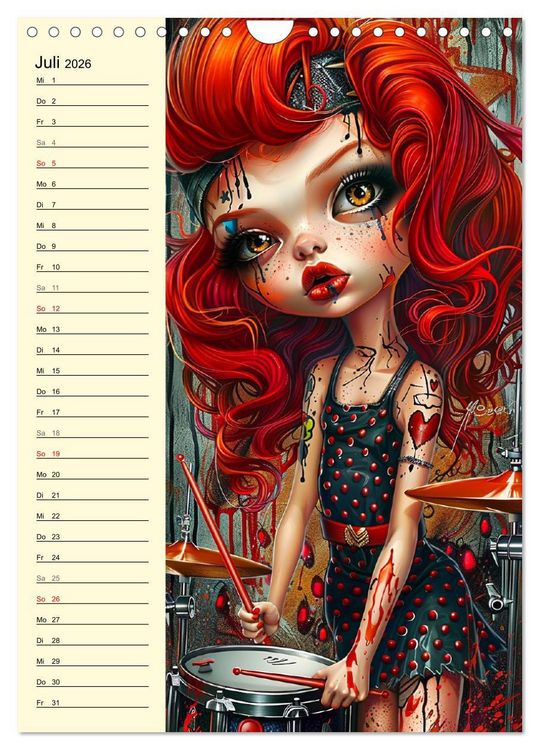 Produktbild: Rockabilly. Strange Comic-Kunst Girls im 50er-Jahre Stil (Wandkalender 2026 DIN A4 hoch), CALVENDO Monatskalender