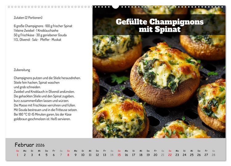 Produktbild: Rezepte f&uuml;r die Hei&szlig;luftfritteuse - vegetarisch, schnell und einfach (hochwertiger Premium Wandkalender 2026 DIN A2 quer), Kunstdruck in Hochglanz