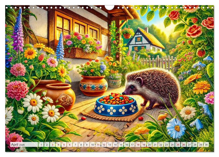Produktbild: Tiere im Garten - Tierische Begegnungen in der gr&uuml;nen Oase (Wandkalender 2026 DIN A3 quer), CALVENDO Monatskalender